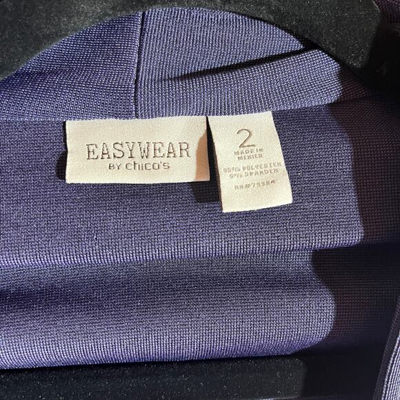 Chico's Easywear Cardigan Sweater Size 2 US Large Blue Liquid Knit Open Front - Picture 5 of 8